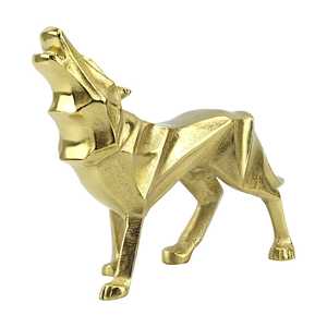 Jaffs Exports - Escultura de Lobo Dorado de 19.5 cm de Alto x 7.5 cm de Ancho x 25 cm de Largo, Decoración Artística para Mesa, Diseño Moderno, Hecho a Mano, Chapado en Oro - Product Image 3