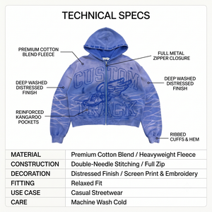 Custom 400GSM Heavyweight Zip Hoodie for Men Vintage Wash Distressed Oversized Boxy Graphic Embroidery Blank Streetwear - Product Image 4