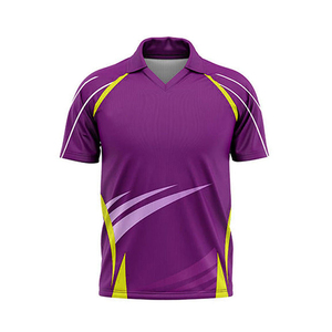 ชุดยูนิฟอร์มคริกเก็ตสำหรับผู้ชาย สีม่วงเหลือง เสื้อเจอร์ซีย์แบบซับลิเมชั่น กางเกงวิ่งออกกำลังกาย ระบายเหงื่อได้ดี ทรงพอดีตัว ใส่ได้ทุกฤดู - Product Image 5
