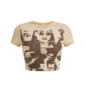 Tops Cortos para Mujer, Personalizables al por Mayor, Camisetas de Alta Calidad, Tops Cortos de Verano para Mujer, Camisetas Cortas Sexys de Algodón - Product Image 4