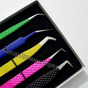 Pince à épiler professionnelle multicolore pour extensions de cils, embout en fibre, acier inoxydable, antistatique, antimagnétique, parfaite - Product Image 3