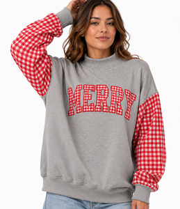 Sudadera Ecológica de Cuello Alto para Mujer, con Logotipo Bordado Personalizado, Diseño a Cuadros, Felpa de Algodón, Estilo Casual y Holgado - Product Image 1