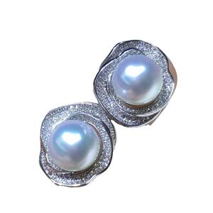 Nouvelles boucles d'oreilles en argent pur S925 avec perle naturelle de style cool, 9-10 mm rondes, parfaitement assorties à une bague de même style - Product Image 5