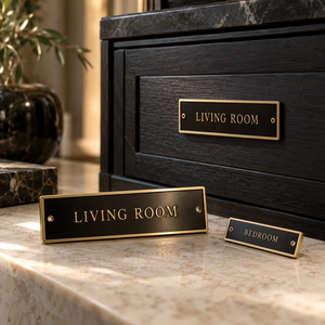 Furniture Metal Logo <b>Plate</b> Custom Metal Nameplate Embossed Brand Label OEM for Premium Furniture - Product Image 2