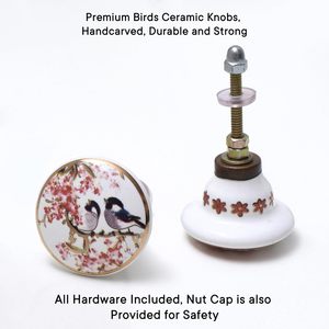 Wholesale Handmade Ceramic Bird Print <b>Knobs</b> Floral <b>Drawer</b> Cabinet Door Pulls <b>Decorative</b> Multicolor Furniture Handles - Product Image 2