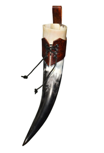 Corne à boire viking naturelle avec étui en cuir fait main, tasse médiévale pour bière et bière artisanale, cadeau de festival, accessoire de fête - Product Image 5