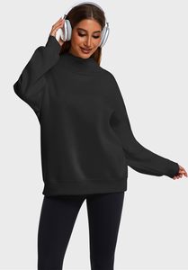 Sweat-shirt à col roulé en polaire surdimensionné pour femmes, coupe ample, pull-over, OEM personnalisé en gros - Product Image 4
