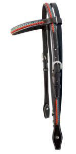 Cabezada para caballo estilo western ajustable, trenzada a mano, de cuero genuino, con frenteal de cuero crudo blanco y cuero marrón 93 - Product Image 3