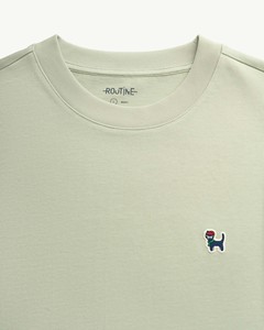 T-shirt décontracté uni à manches courtes pour homme, écologique, respirant, coupe oversize, infroissable, 100 % coton, avec logo frontal, Routine - Product Image 3