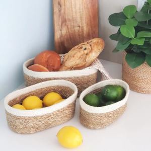 Ensemble de 3 paniers ovales en jonc de mer pour gâteaux et fruits, paniers de rangement faits à la main, vente en gros, écologiques, fabriqués au Vietnam - Product Image 2
