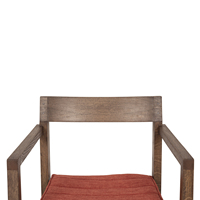 Chaise de salle à manger moderne en bois et jute avec accoudoirs, assise rembourrée en tissu, design minimaliste écologique pour la maison, la salle à manger et l'entrée