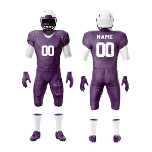 Ensemble d'uniformes de football américain personnalisés pour hommes, manches courtes, col en V, 100% polyester, respirant, style ajusté, toutes saisons - Product Image 3