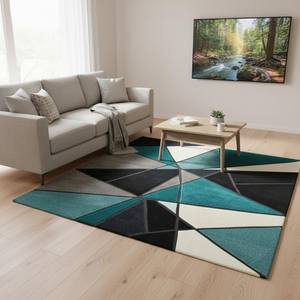 Deep <b>Teal</b> Geometric Modern Area <b>Rug</b> | Abstract Chroma Block Living Room Floor Carpet Home Decor Teppich At Wholesale Price - Product Image 2