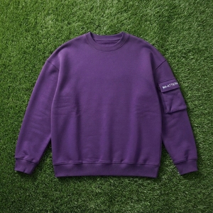 <b>Mens</b> Purple Crewneck Sweatshirt Utility Pocket <b>Sleeve</b> Casual Streetwear Pullover <b>Long</b> <b>Sleeve</b> <b>Top</b> - Product Image 5