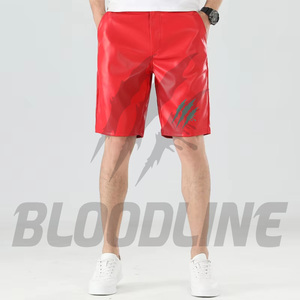 กางเกงขาสั้นผู้ชายสีดำเคลือบ PU เอวยางยืด สไตล์ลำลอง มีกระเป๋าเพื่อความสะดวก กางเกงขาสั้นเบอร์มิวดาเคลือบ PU - Product Image 6