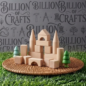 Ensemble de blocs de construction en bois naturel 100 pièces beige, jouet éducatif pour la construction, pour la motricité fine des enfants d'âge préscolaire - Product Image 3