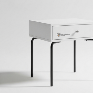 Taburete Moderno Industrial de Madera Blanca con Cajón, Patas de Metal Negro, Taburete Minimalista con Almacenamiento para Apartamento, Escuela, Dormitorio, Sala de Estar - Product Image 5