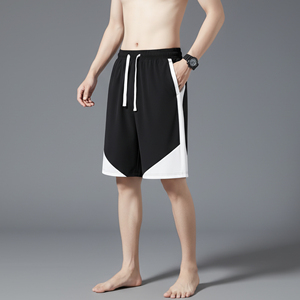 Shorts pour homme en molleton 100% coton de haute qualité, logo brodé personnalisé, taille élastique, séchage rapide, respirant, bicolore. - Product Image 4