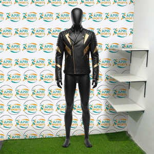 เสื้อแจ็คเก็ตหนังสไตล์ไบค์เกอร์แบบคอตั้งสำหรับผู้ชาย ราคาขายส่ง ออกแบบสไตล์ของคุณเอง เสื้อแจ็คเก็ตหนังผู้ชาย - Product Image 2