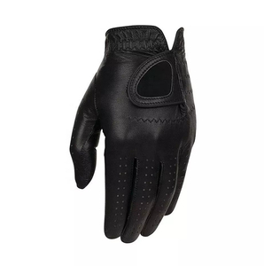 Guante de golf verde y blanco de cuero genuino para mano derecha, transpirable, con cierre de velcro, guante deportivo unisex. - Product Image 1