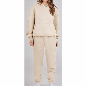 Custom Logo High Quality Custom Acid Wash and Embroidery Logo Soft Cotton Hoodie and <b>Sweatpants</b> <b>Women</b> Tracksuits Two Piece Sets - Product Image 4