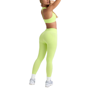 Conjunto de sujetador deportivo de yoga de cintura alta, ligero y de color liso, talla grande, 2 piezas, ropa deportiva para gimnasio y entrenamiento para mujer, al por mayor - Product Image 5