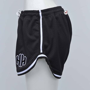 Jupe de sport noire en maille pour femme, taille élastique avec cordon de serrage, imprimé lettres brodées, respirante, style mini été, vente en gros - Product Image 4