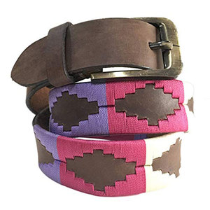 Wholesale Custom Men's Classic Star Genuine Leather Equestrian Polo Belt Embroidered Horse Riding Accessory for sale - Product Image 2