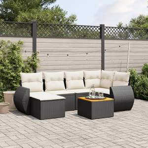 Conjunto de Sofá de Jardín con Reposabrazos Ajustables Grandes, Ratán Sintético Negro, Muebles de Exterior Cómodos y Elegantes - Product Image 1