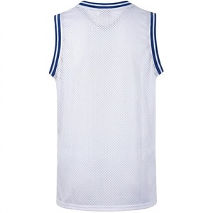 Camiseta de Baloncesto Personalizada para Hombre, de Secado Rápido, Blanca y Azul, de Malla, sin Mangas, Cuello Redondo, Unisex, Transpirable, con Estampado Tackle Twill - Product Image 5