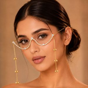 Fashion AD Rimless Lensless Glasses with Decorative Chains-Statement Party <b>Eyewear</b> for Women - Product Image 4