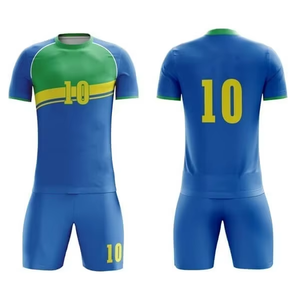 Tenue de football professionnelle pour hommes, ensemble de football uni 100% polyester, short d'été et de printemps, design personnalisé, sublimation, séchage rapide, 3D - Product Image 2