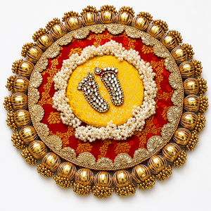 Assiette décorative traditionnelle artisanale Jaipurios en MDF de 10 pouces à poser au sol, pour la décoration festive de Diwali dans le salon et la maison - Product Image 1