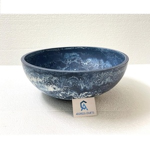 Bol à fruits décoratif en résine, aspect marbre bleu et blanc, bol à salade en résine, vaisselle de style vintage, bol de service pour événements de mariage - Product Image 1