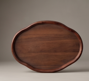 Unique Asymmetric Design <b>Wooden</b> <b>Serving</b> <b>Platter</b> Dark Mango Wood Tray Featuring Organic Shape & Rim - Product Image 2