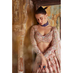 Designer Wedding Apparel Beautiful Lehenga Choli with Intricate Paper Mirror Zari Thread Work - Product Image 6