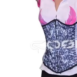 Fournisseur de Corsets en Satin Floral avec Superposition de Dentelle en Maille - Product Image 6