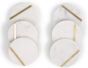 Juego de Posavasos de Mármol Blanco con Silueta de Gota de Lluvia Creativa - Posavasos de Piedra Natural con Borde Curvo Moderno para Mesa - Product Image 5