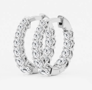 <b>Hoops</b> Earrings Diamond Earrings Gold and <b>Silver</b> Earrings Natural and Lab Grown Diamonds Earrings <b>Hoops</b> Fine Jewelry for Women - Product Image 2
