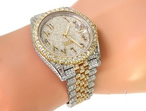 Reloj de Hombre con Diamantes Moissanite VVS, 41 mm, Oro Blanco, Estilo Deportivo y Elegante para Negocios - Product Image 3