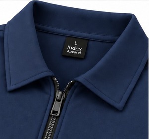 Polo de manga corta azul marino para hombre con cremallera de un cuarto, bordado, liso, informal, uniforme de trabajo, de secado rápido, tejido. - Product Image 4