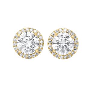 Boucle d'oreille personnalisée de qualité supérieure ronde taille brillant VVS Moissanite diamant plaqué or jaune Hip Hop au prix de gros - Product Image 1