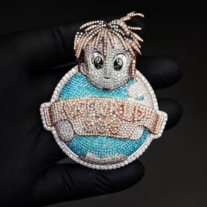 จี้เพชรโมอิสซาไนต์ทรงบาแกตต์ 3 มิติ ดีไซน์สั่งทำพิเศษ เงินแท้ 925 ประดับเพชร VVS สไตล์ฮิปฮอป พร้อมสร้อยคอสำหรับผู้ชาย - Product Image 1