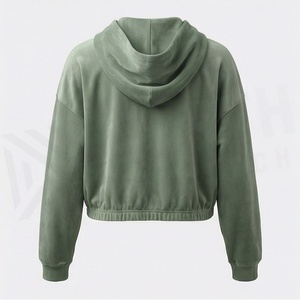 Sweat-shirt à capuche court pour femme, léger, à manches longues, coupe décontractée, pour la gym, le shopping, les voyages, le travail, les tenues - Product Image 2