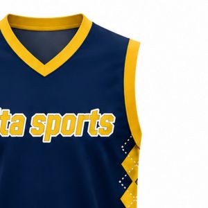 Customized Navy Blue Gold Volleyball Sleeveless <b>Shirt</b> Athletic Team Sports Top Performance Uniform Practice Training Match Wear - Product Image 4
