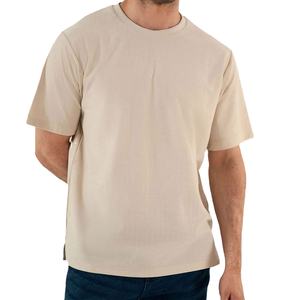 Camiseta Premium Texturizada para Hombre, Color Beige, Manga Corta, Estilo Básico, 100% Algodón, Secado Rápido, Transpirable, Personalizable, Estilo Urbano - Product Image 1