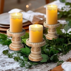 Porte-bougies vintage en bois naturel, support pour bougies chauffe-plat, décoration de table rustique, fait main, pour activités religieuses, accent décoratif de Noël pour la maison - Product Image 6