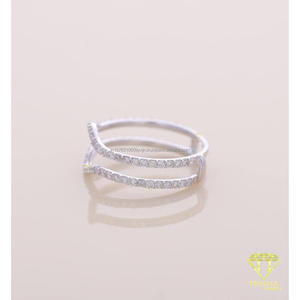 Bague de mariage en diamant de laboratoire en forme de V, bague empilable incurvée pavée, bague de mariée en or blanc pour femme - Product Image 2