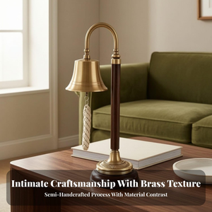 Campana de Mesa de Latón Hecha a Mano con Base de Madera, Campana de Escritorio Clásica para el Hogar y la Oficina, Decoración con Campana - Product Image 4