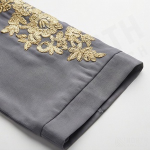 Costume noir avec broderie dorée, broderie tendance, vêtements islamiques, robes musulmanes pour femmes, abaya, robe longue, vêtements pour femmes - Product Image 5